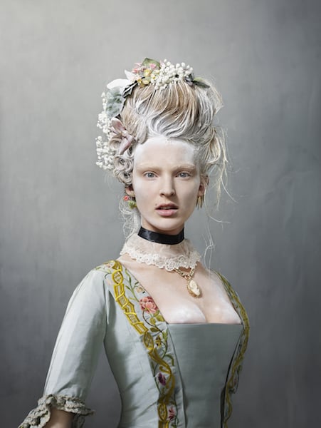 The model Ymre Stiekema wearing a 1759 wedding dress.<br>Photo: Erwin Olaf, Courtesy Rijksmuseum.