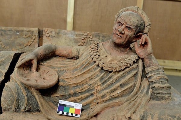 One of the priceless Etruscan sarcophagus found the cache at the Geneva port.Photo: © Ministère Public Genevois.