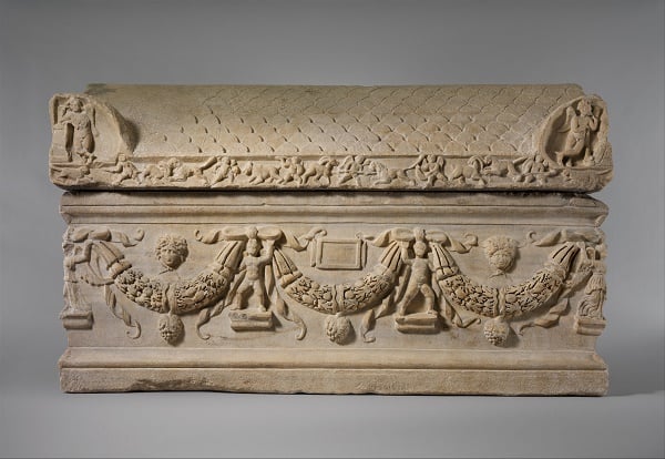 <i>Marble Sarcophagus with Garlands<i> (ca. 200-225), Roman <br>Image: Courtesy of the Metropolitan Museum of Art</br>