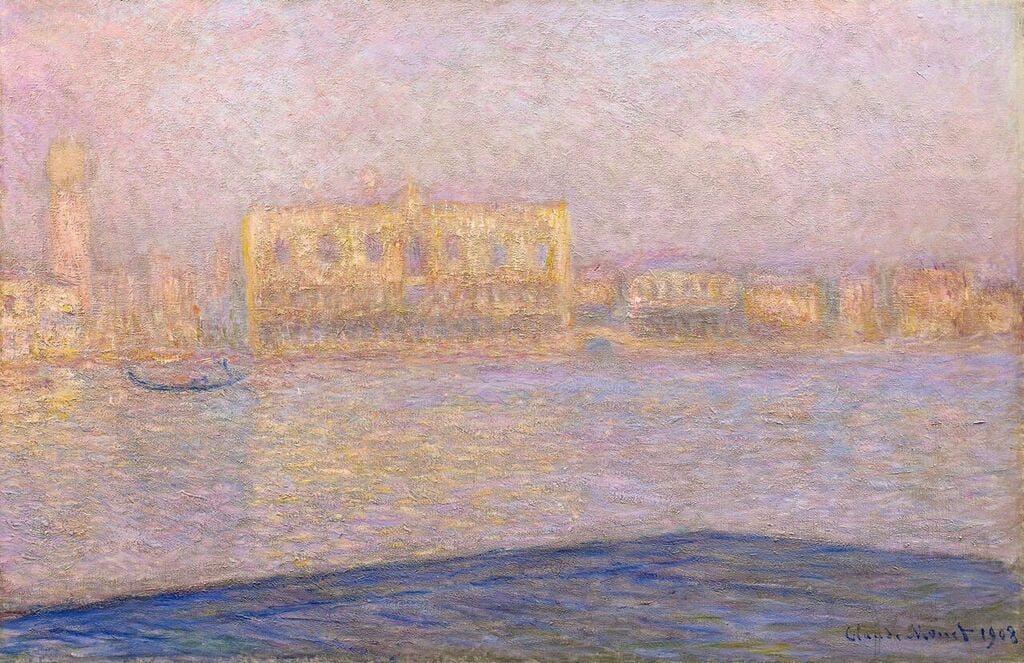 Lot 23 - Claude Monet LE PALAIS DUCAL VU DE SAINT-GEORGES MAJEUR (1908). Estimate: £12,000,000 — 18,000,000.Image: Courtesy Sotheby's.