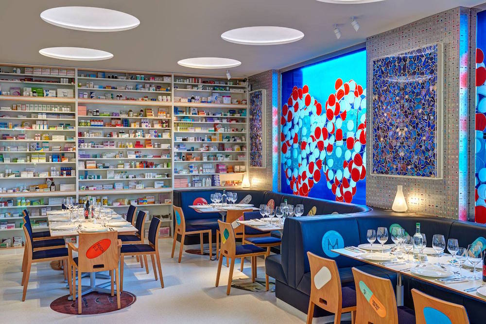 Damien Hirst's artworks adorn his new restaurant. Photo: Pharmacy2 via Facebook
