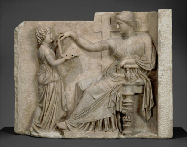 Grave Naiskos of an Enthroned Woman with an Attendant (100 BC) Image: Courtesy of the J. Paul Getty Museum