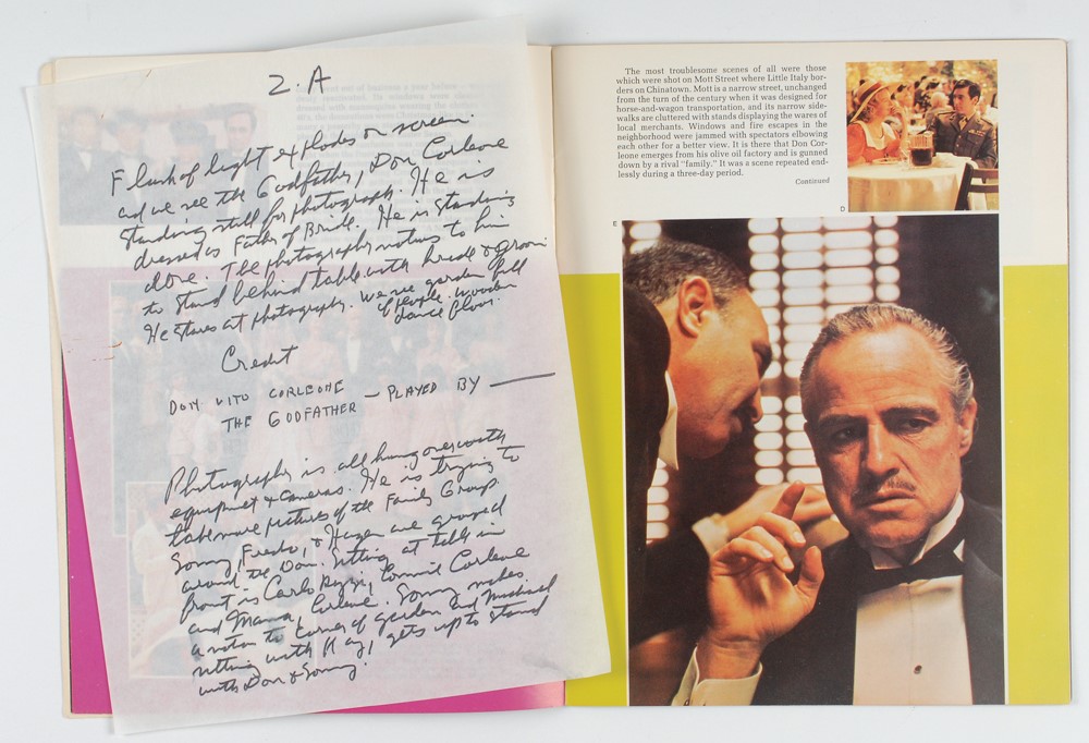 Materials related to <EM>The Godfather</em> from Mario Puzo's archive. Photo: courtesy RR Auction. 