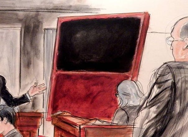A courtroom sketch of the fake Rothko painting Domenico De Sole bought from Knoedler gallery.Photo: Elizabeth Williams, courtesy ILLUSTRATED COURTROOM.