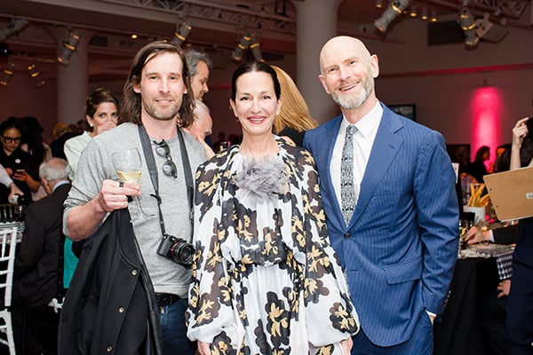 Olaf Breuning, Cynthia Rowley, and Nicholas Baume at the Public Art Fund 2016 Spring Benefit. <br>Photo: Liz Ligon, courtesy Public Art Fund.