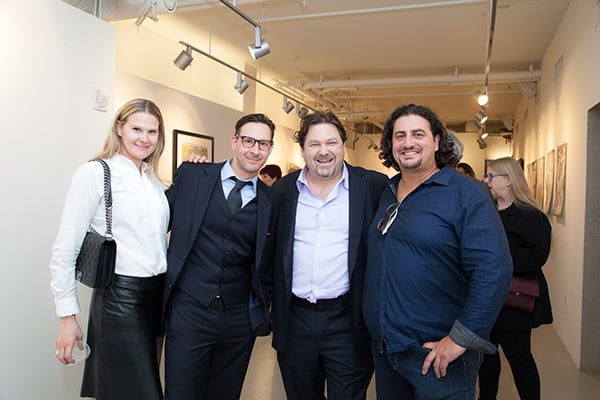 Emily Murphy-Barbina, Kenneth Barbina, Simon Mills, and Paulo Coelho at the cocktail reception in support of the New York Peace Angel Monument. <br>Photo: Katya Nicholas.