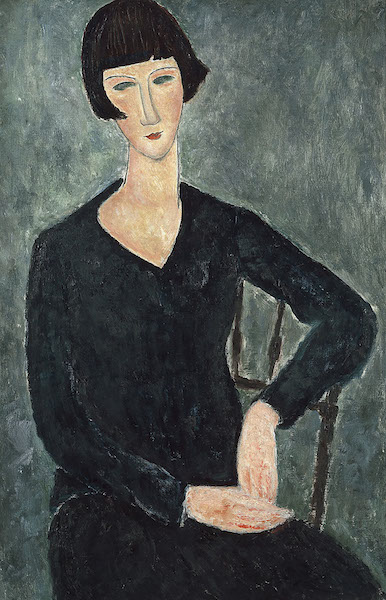 Amedeo Modigliani <i>Femme assise à la robe bleue</i> (1918-1919) <br> Moderna Museet, Stockholm