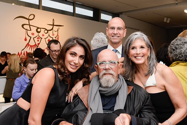 Eve Xanthopoulos, Chuck Close, George Hornig, and Joan Hornig at the Museum of Arts and Design's "LOOT: MAD About Jewelry" opening benefit. <br>Photo: Presley Ann, © Patrick McMullan.