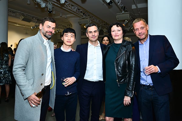 Ingar Dragset, Young Juntak, Massimiliano Gioni, Cecilia Alemani, and Michael Elmgreen at the Public Art Fund 2016 Spring Benefit. <br>Photo: Jared Siskin, ©Patrick McMullan.