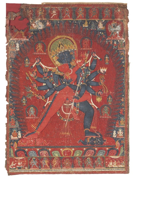 A painting of Chakrasamvara and Vajravarahi, Nepal, dated 1513. Image: Courtesy of Christie's. 