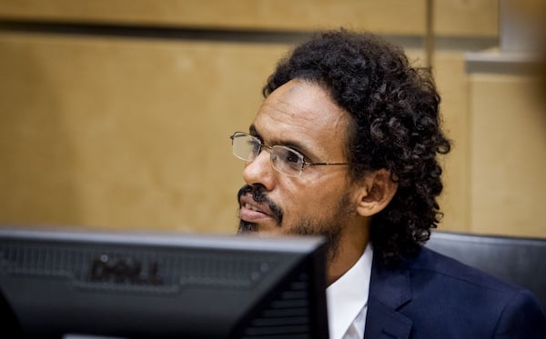 Alleged Al-Qaeda-linked Islamist leader Ahmad Faqi Al Mahdi in the courtroom of the International Criminal Court (ICC) on September 30, 2015, in The Hague.Photo: Robin van Lonkhuijsen/AFP/Getty Images.