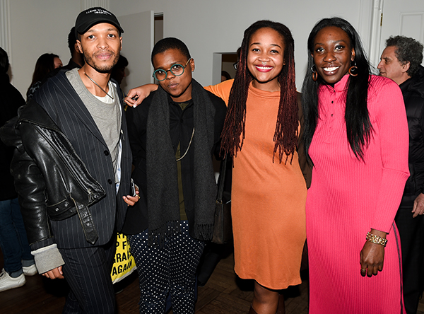 Antwaun Sargent, Rin Johnson, Kimberly Drew, Becky Akinyode at the opening of “David Hammons: Five Decades” at New Yorks Mnuchin Gallery. <br>Photo: Neil Rasmus, BFA.