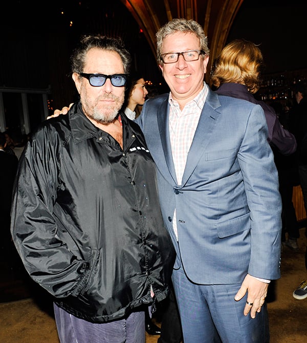 Julian Schnabel and Marc Glimcher at Pace Gallery Celebrates James Turrell & Richard Tuttle. Courtesy of photographer Leandro Justen and BFA.