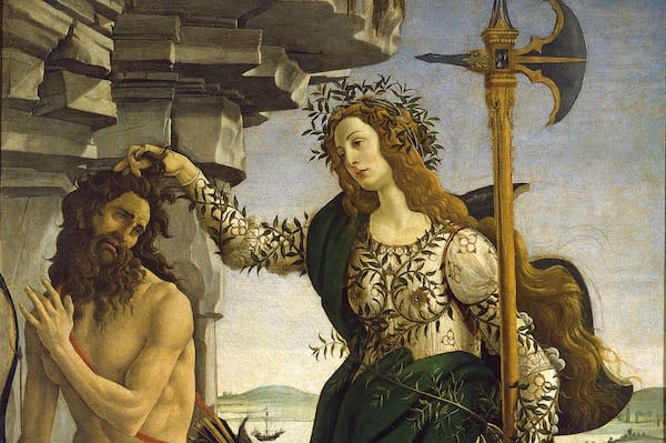 Sandro Botticelli Pallas and the Centaur (1482). Photo: Scala, Florence , Courtesy of the Ministero Beni e Att. Cultura.