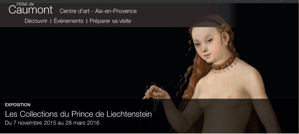 The website of the Caumont Centre d'Art still features the Lucas Cranach the Elder painting seized on a judge's orders. <br>Photo: screenshot of the Caumont Centre d'Art website.