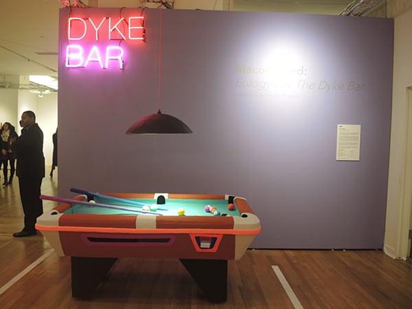 Macon Reed, <em>Eulogy for the Dyke Bar</em> from Mackin Projects.<br>Photo: Sarah Cascone. 