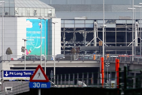 Bomb damage as passengers are evacuated from Zaventem Bruxelles International Airport Photo: Sylvain Lefevre/Getty Images