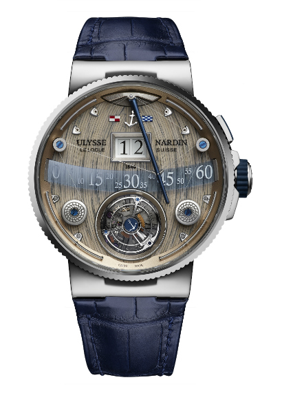 Ulysse Nardin unveiled the Grand Deck Marine Tourbillon, which is produced in 18 white gold pieces. Photo: courtesy Ulysse Nardin