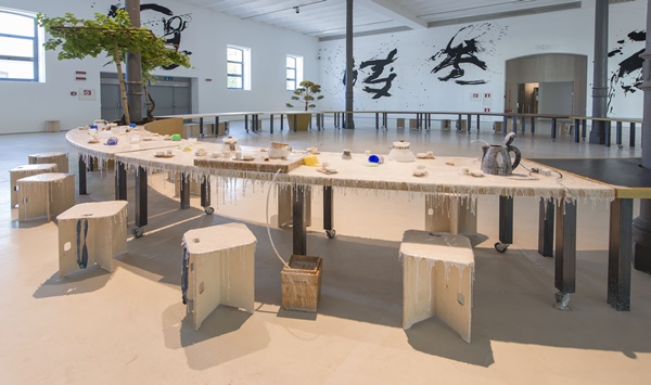 Yangjiang Group, Social Participation and Everyday Experiment with Calligraphy: A Project for Rome, 2015 Installation view: MAXXI, Rome, July 16–18, 2015 Courtesy the artists and MAXXI, Rome © Yangjiang Group