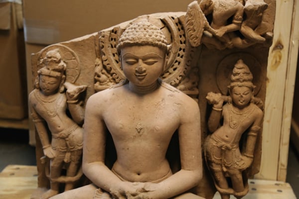 A sandstone stele of Rishabhanata from the 10th century, believed looted, seized in a raid of Christie’s as part of an international investigation into former dealer Subhash Kapoor Photo: Department of Homeland Security