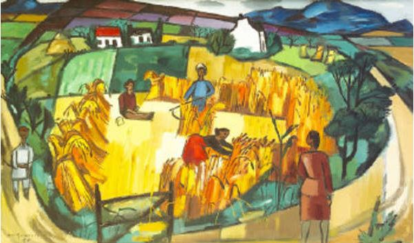 Norah McGuinness, <em>The little harvest, Mayo</em> (1959), sold at James Adam Salerooms & Bonhams ,May 31, 2006 for 210,000 EUR Hammer ($269,230)