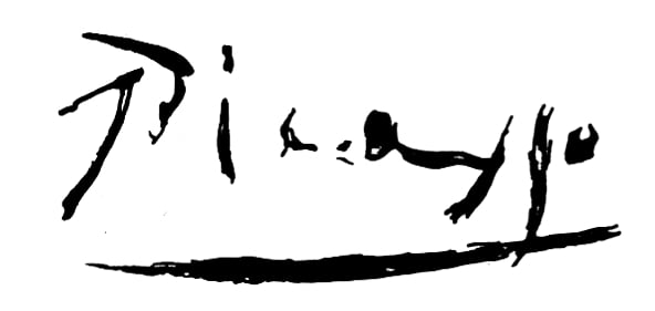 Signature of Pablo Picasso. Public domain, scan by Hubertl.