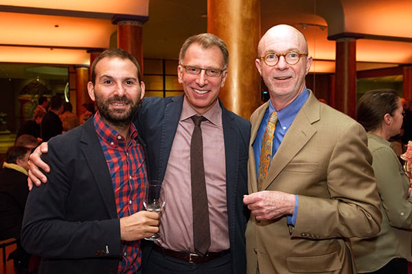 Arthur Cohen, Erik Gensler, and Patrick Sears, Rubin Museum of Art executive director, at the Rubin Museum's Asia Week Celebration. <br /> Photo: Michael Seto.