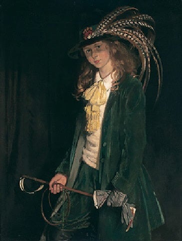 Sir William Orpen, <em>Portrait of Gardenia St. George with riding crop</em>, sold at Sotheby's London, May 18, 2001 for 1,983,500 GBP (Premium) ($2,835,191)