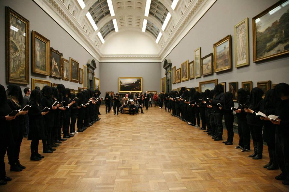 Activist group Art Not Oil staging a protest at the Tate Britain in 2013. Photo: Martin LeSanto-Smith/Art Not Oil via Facebook.