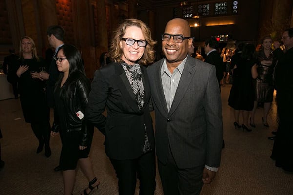 Annie Philbin and Glenn Ligon at the Drawing Center 2016 Spring Benefit Gala. <br>Photo: Hal Horowitz.