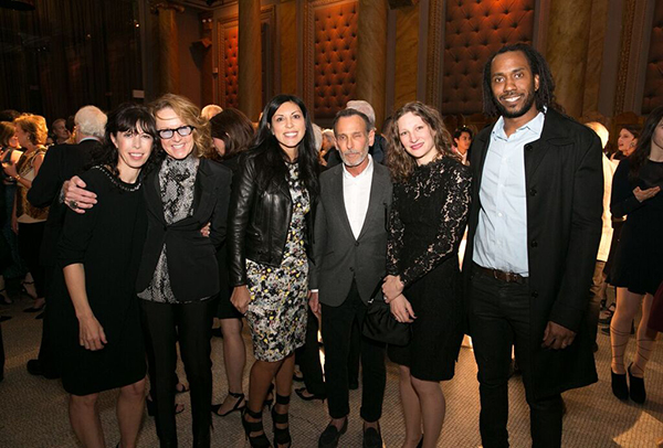 Cecily Brown, Annie Philbin, Sheree Hovsepian, David Salle, Claire Gilman, and Rashid Johsnon at the Drawing Center 2016 Spring Benefit Gala. <br>Photo: Hal Horowitz.