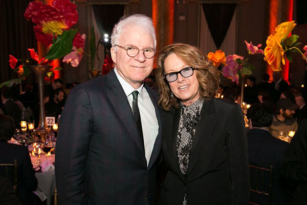 Steve Martin and Annie Philbin at the Drawing Center 2016 Spring Benefit Gala. <br>Photo: Hal Horowitz.
