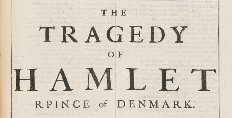 The title page for <em>Hamlet</e> in the First Folio of William Shakespeare's collected works. <br>Photo: Christie's Images Ltd. 2016.
