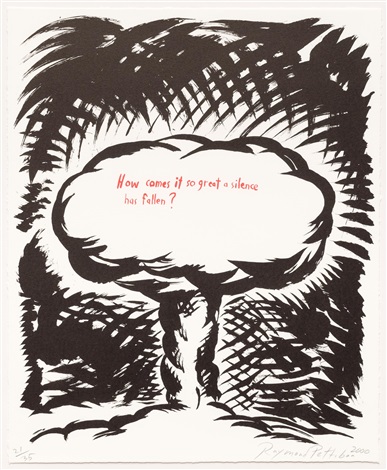 Raymond Pettibon, Untitled (How Comes it so Great a Silence...), from Plots on Loan I (2000). Photo: Leslie Sacks Gallery/artnet. (Not in Barrymore's collection.)