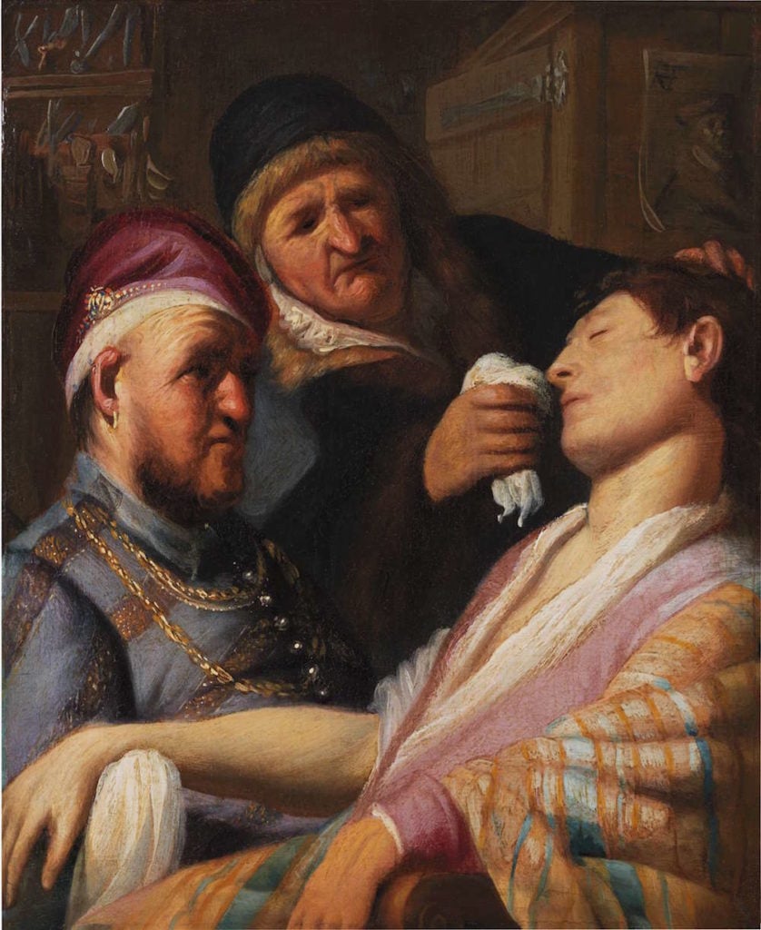 Rembrandt van Rijn, <i>Unconscious Patient (Allegory of Smell) </i> (ca. 1624-25) ©The Leiden Collection, New York
