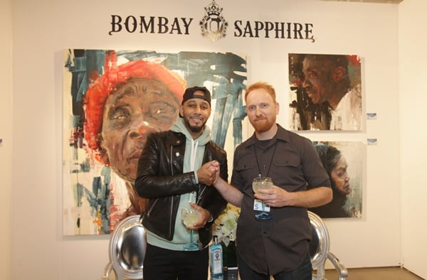 Producer and collector Swizz Beats with Bombay Sapphire Artisan Series finale winner, artist Aron Belka.Image: Courtesy of Scope.