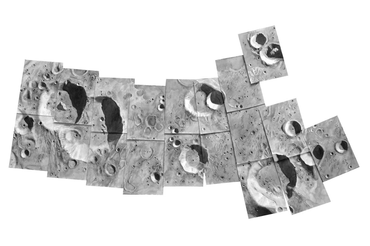 Thomas Broadbent, <em>Lunar Mosaic (Challenger Craters)</em>.<br>Photo: courtesy Front Room Gallery.