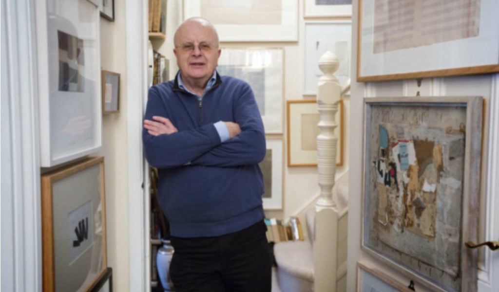 Tim Sayer with part of his art collection. Photo: Rosie Hallam, courtesy the Hepworth Wakefield.