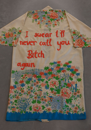 Zoe Buckman, "bitch again." embroidery on vintage lingerie.Image: ZoeBuckman.com