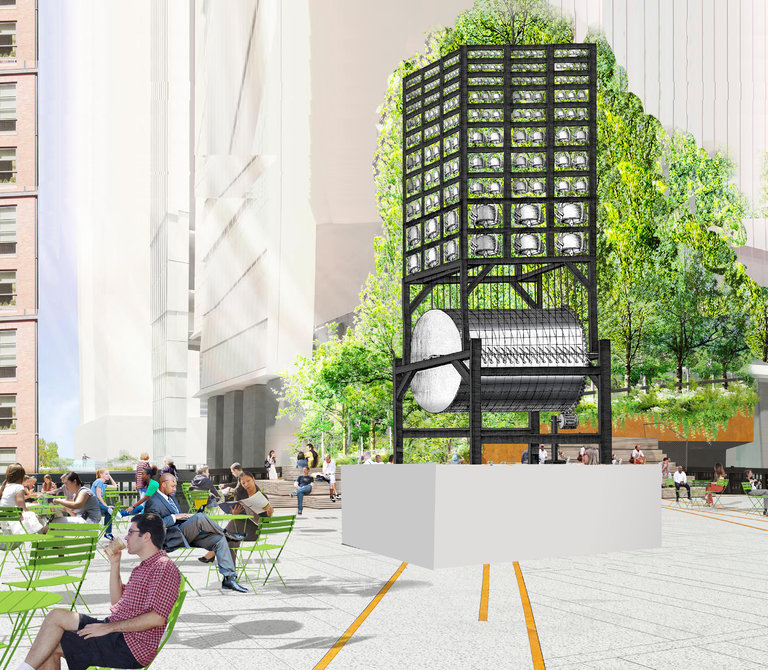 Jonathan Berger, Bell Machine, (2016), a rendering of his proposal for the High Line Plinth. Courtesy of James Corner Field Operations and Diller Scofidio + Renfro/the City of New York/the artist.