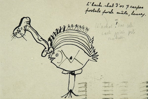 A drawing by Picasso, sent on a postcard <br> Photo: courtesy Sotheby's Paris 