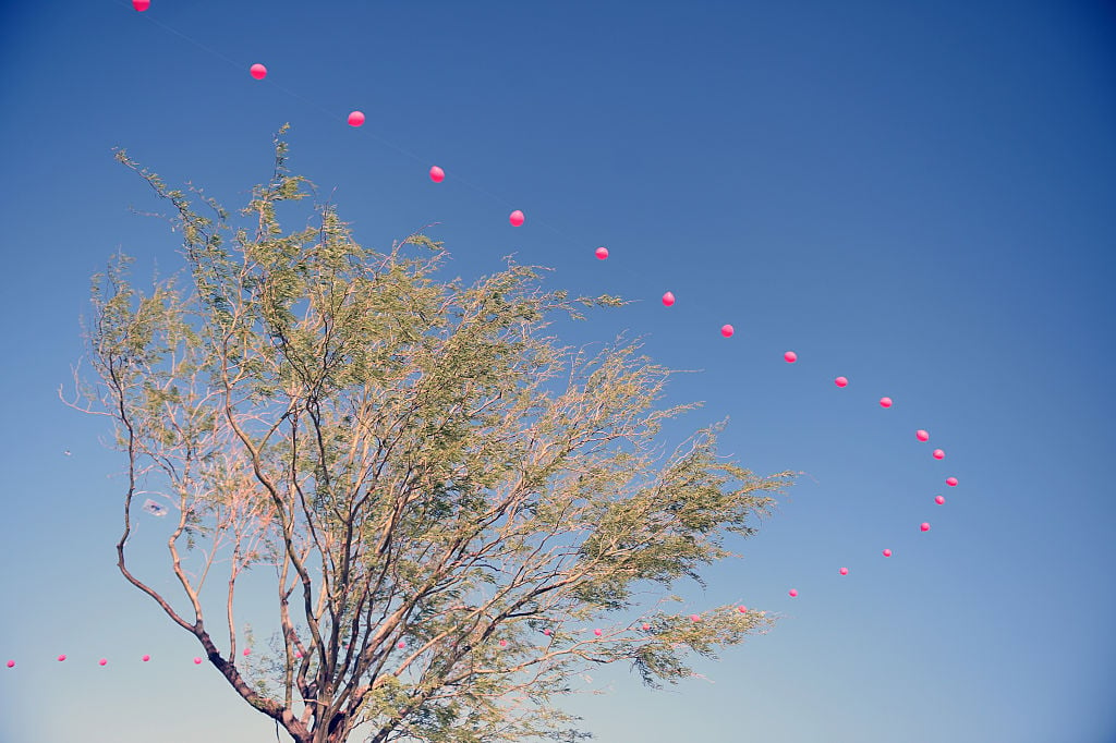 Balloon Chain art installation by Robert Base.Photo: Courtesy of Emma McIntyre/Getty Images.