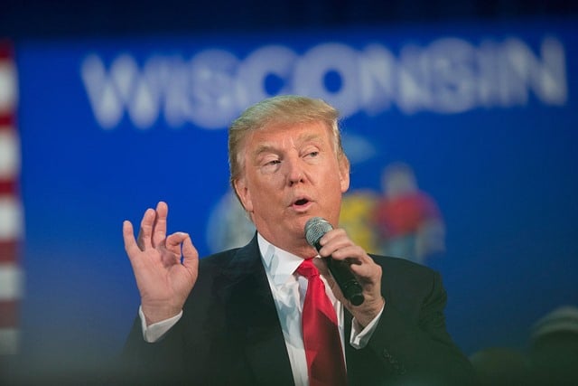 Donald J. Trump campaigns in Wisconsin ahead of Tuesday's Republican primary.Photo: Scott Olson/Getty Images.