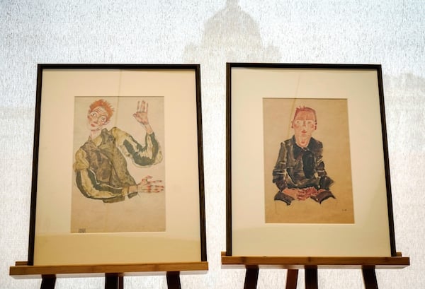 The two watercolors which have been restituted Photo: JOE KLAMAR/AFP/Getty Images