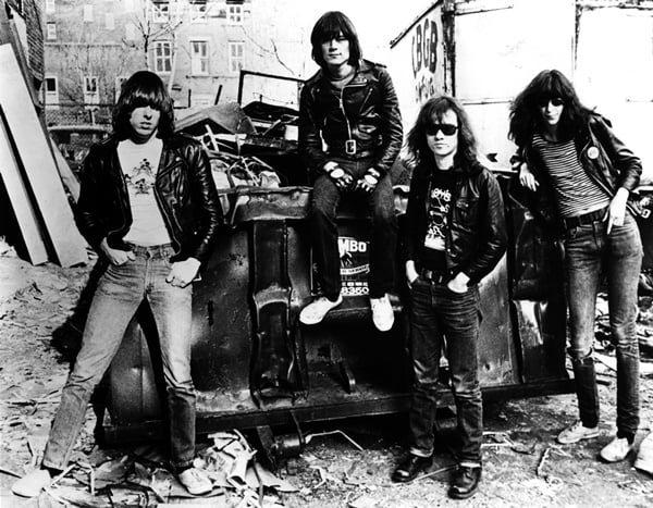 Danny Fields, The Ramones in the alley behind CBGB (1977). Courtesy of the Queens Museum of Art.