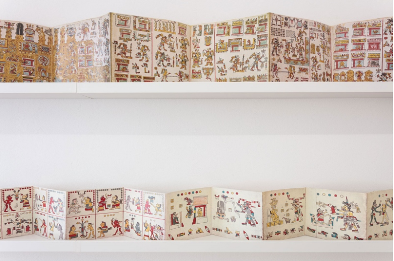 Installation view of The Huitzilopochtli Facsimile Reading Room at Udolpho. Photo: Udolpho