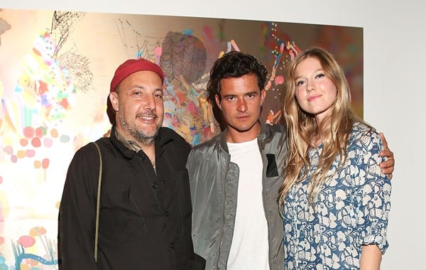 Stefan Simchowitz, actor/producer Orlando Bloom and artist Petra Cortright in 2015. Courtesy of Rochelle Brodin/Getty Images for Depart Foundation.