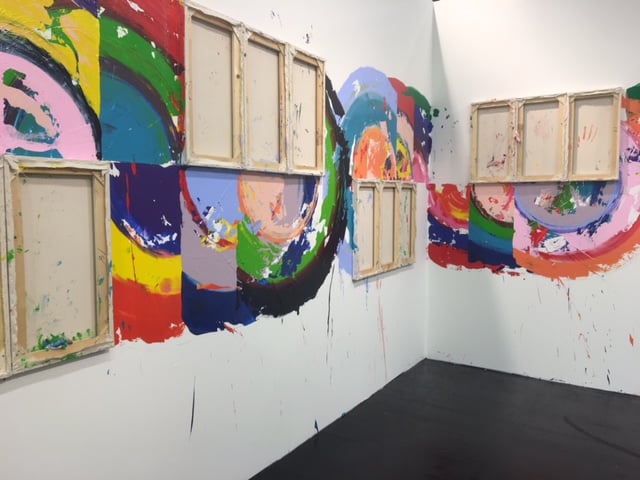 Richard Jackson created temporary site-specific wall painting for Art Cologne <br>Photo: Hili Perlson