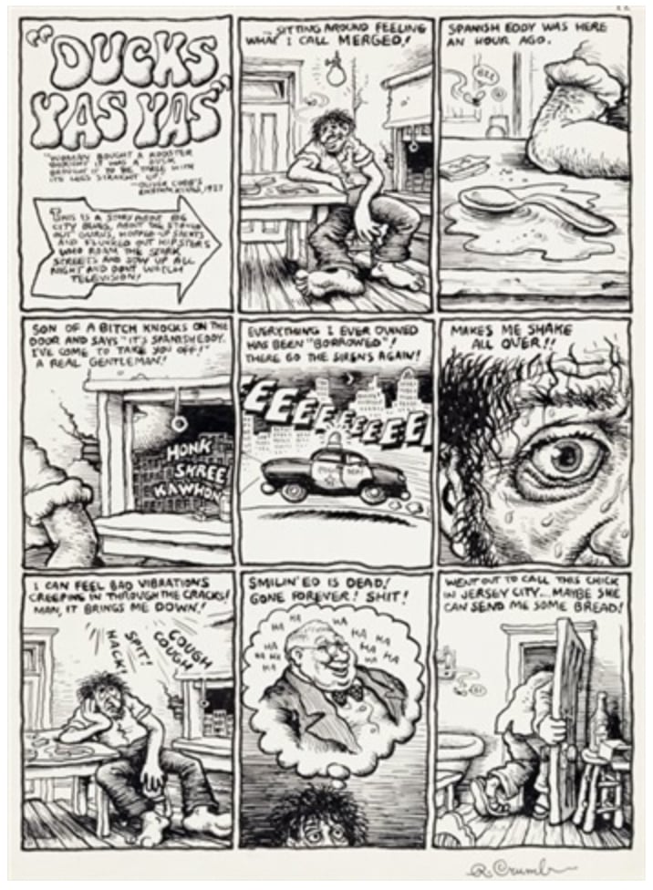 R. Crumb Zap Comix #0 Complete 3-Page Story "Ducks Yas Yas" Original Art (three items) (1968). Photo: Heritage Auctions.