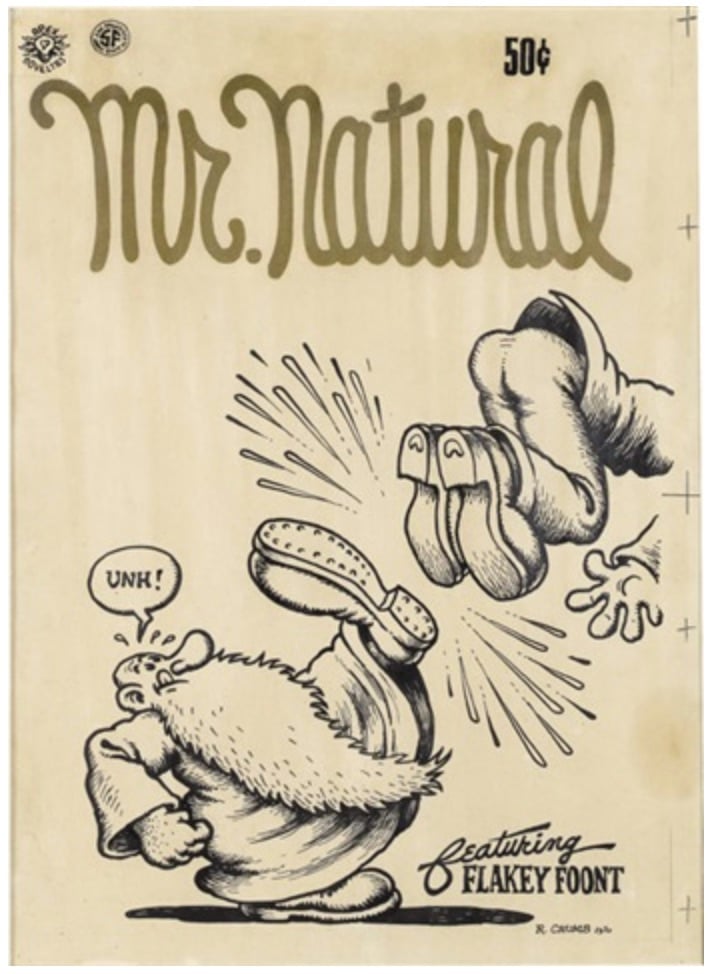R. Crumb Mr. Natural #1 Cover Original Art (1970). Photo: Heritage Auctions.